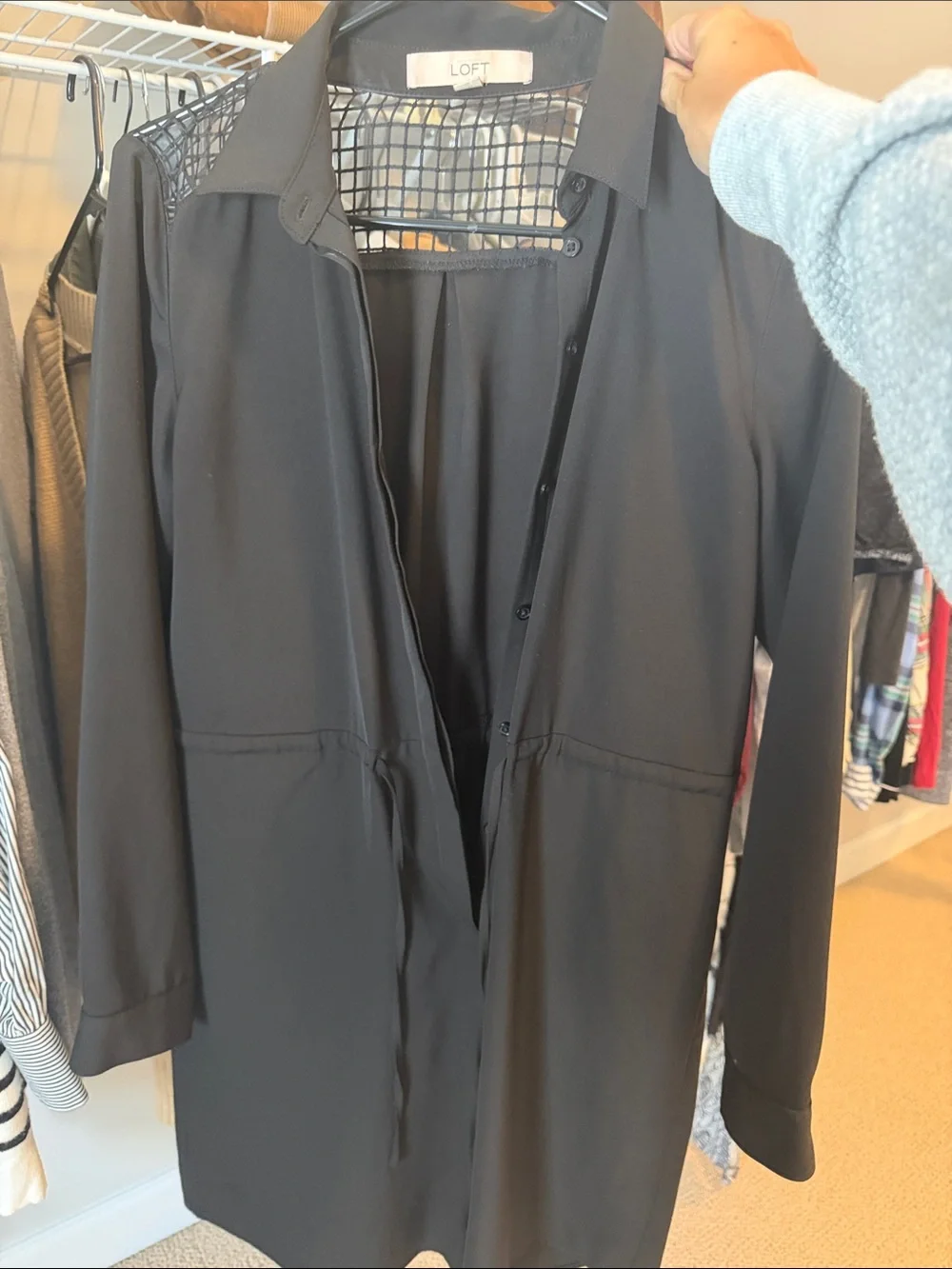 LOFT Black Longline Dress with Tie